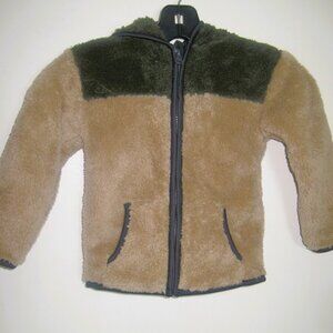 Members Mark Children's Sherpa Fleece Hoodie Jacket Size 4T Green/Beige Zipper
